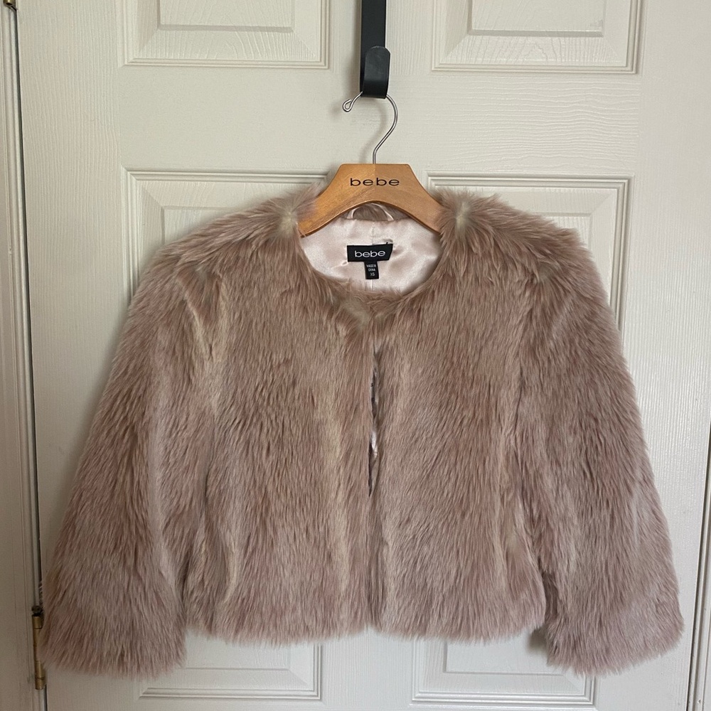 Bebe Blush Cropped Fur Jacket XS
